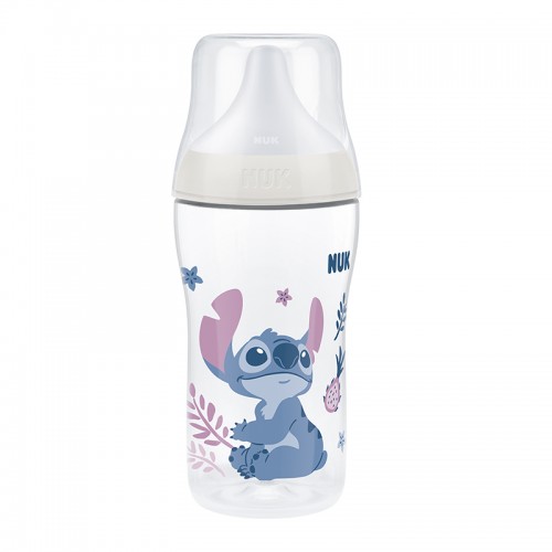 NUK Perfect Match Temperature Control Bottle with Soft Silicone Teat 260ml | Disney Stitch | Made in Germany